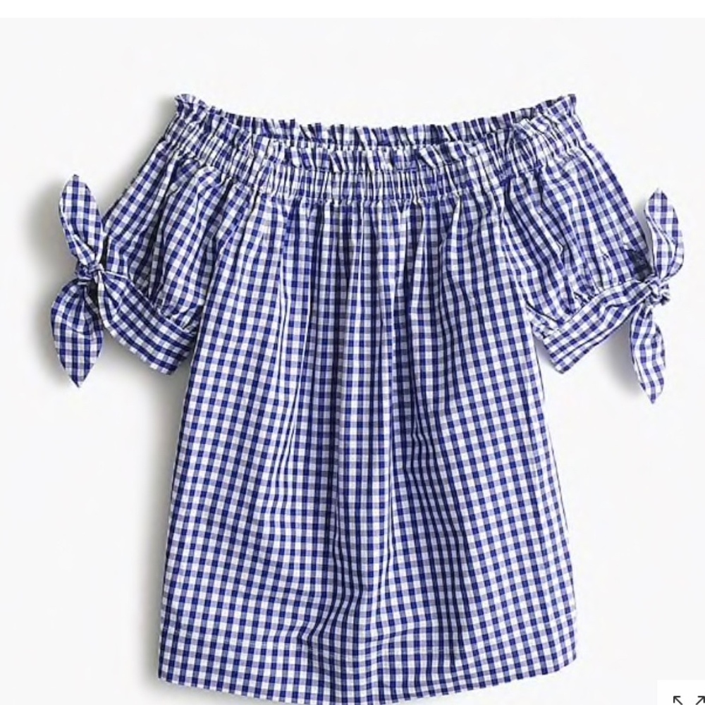 J Crew Off-the-shoulder Gingham Top NWOT Size 4